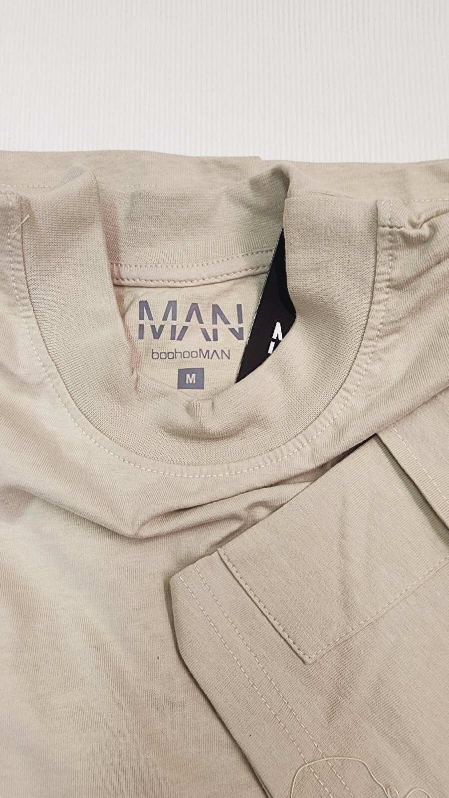 boohoo MAN OVERSIZED CARGO T-SHIRT TRACKSUIT -STONE -(Size Medium)NEW gallery