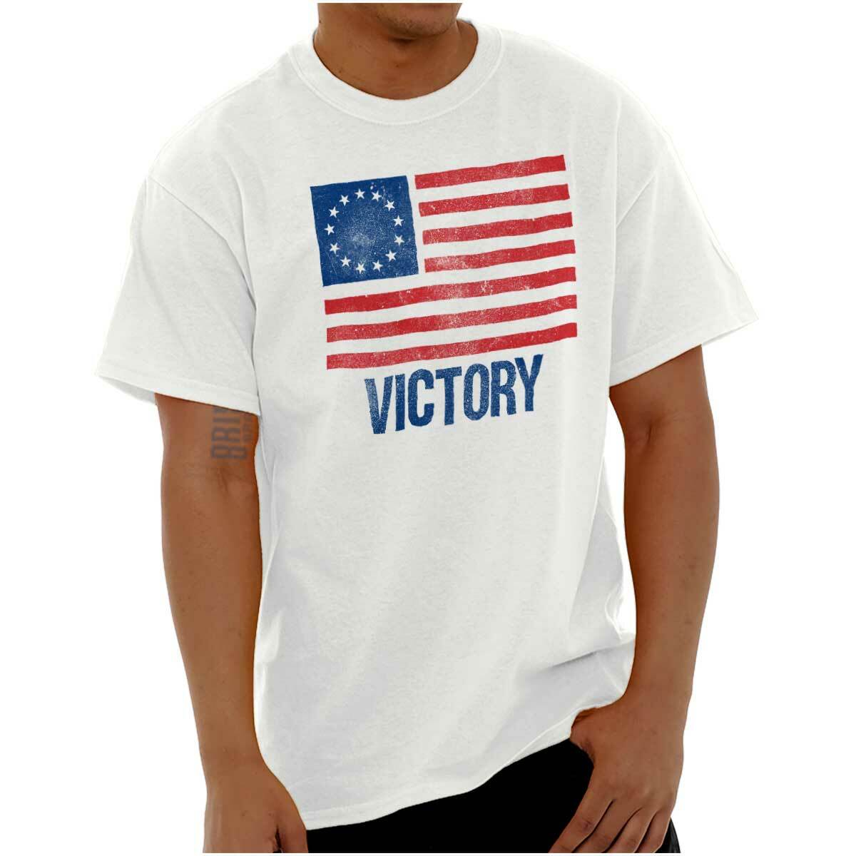 Victory Betsy Ross American Flag Patriotic Womens or Mens Crewneck T Shirt Tee gallery