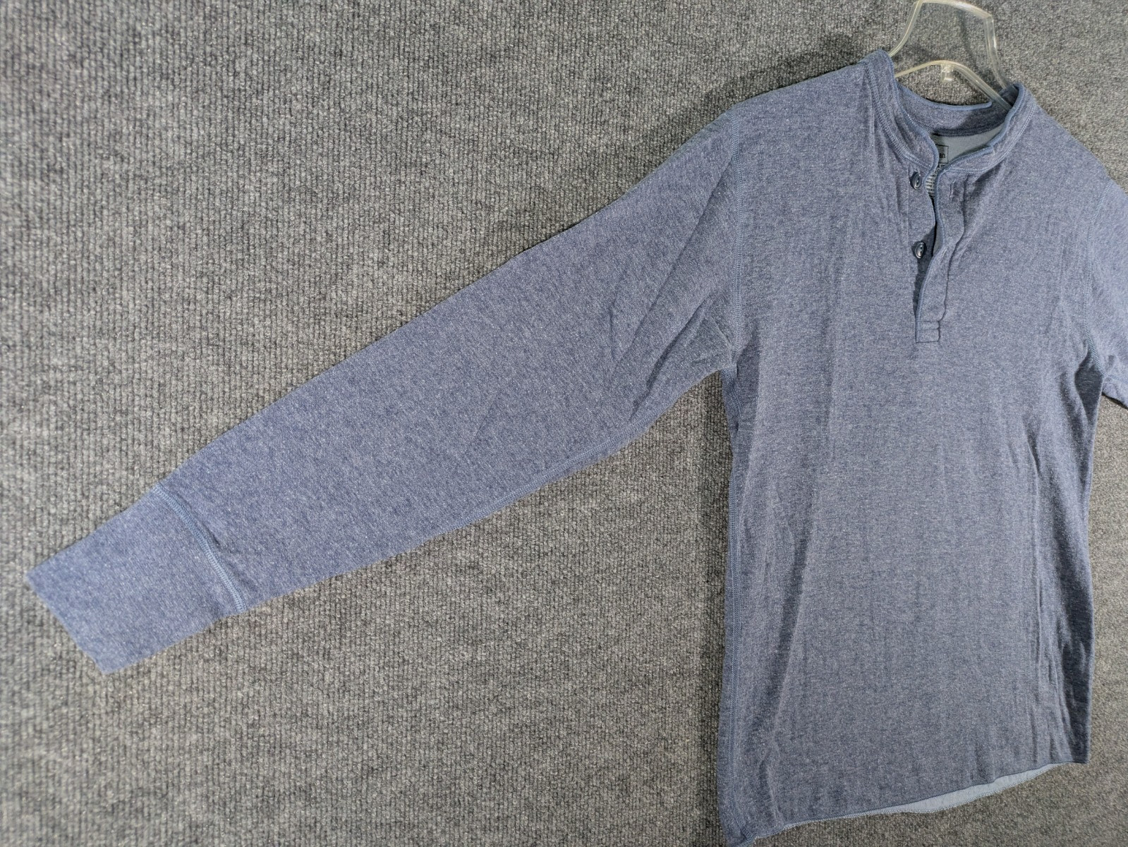 LL Bean Mens M Traditional Fit River Driver Henley Shirt Wool Nylon Blue Thermal gallery