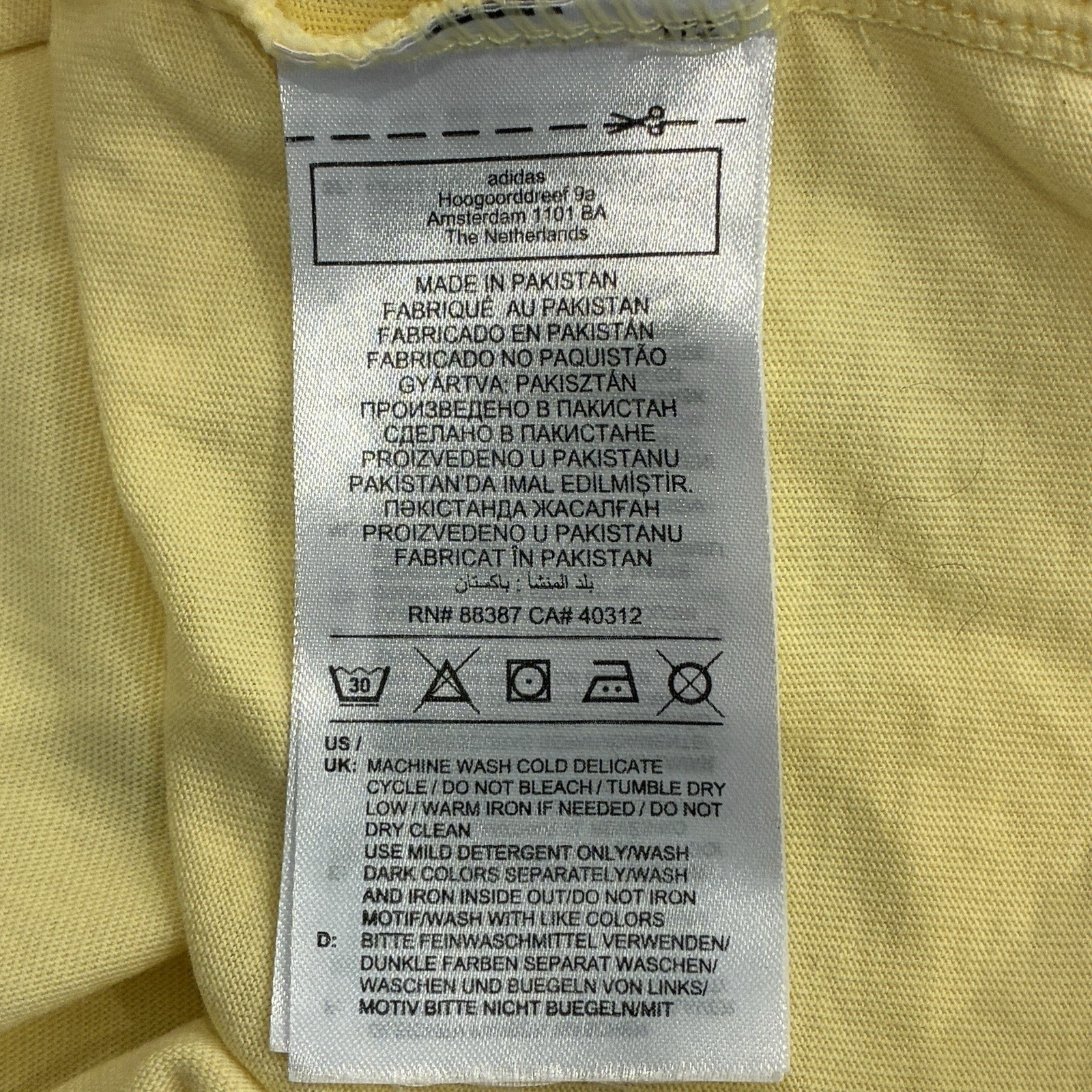 Adidas Men's Trefoil Essentials Short Sleeve T-Shirt Size L Pale Yellow Classic gallery