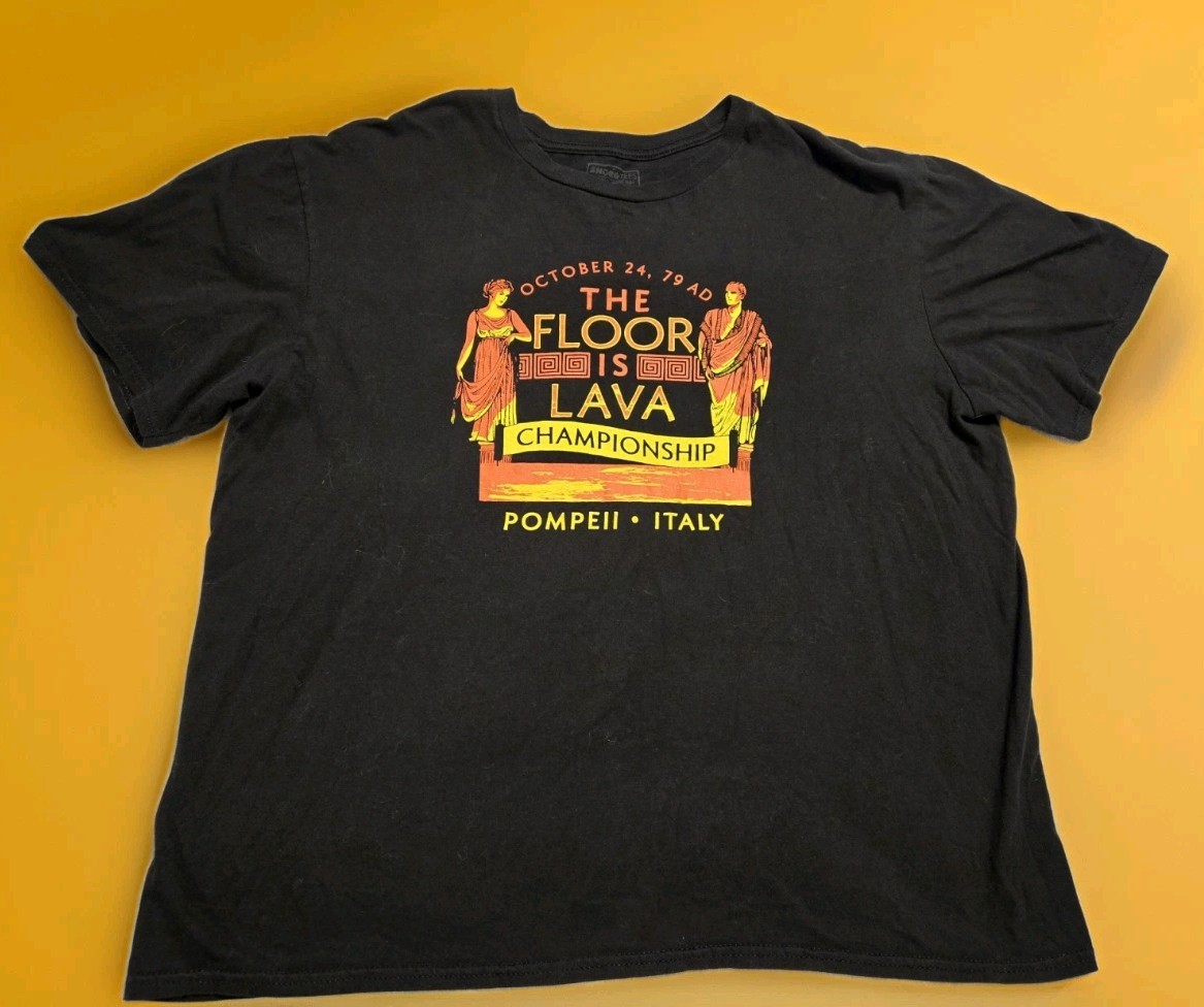 Pompeii Floor is Lava Championship Historical Disaster Italy T-Shirt Funny XL