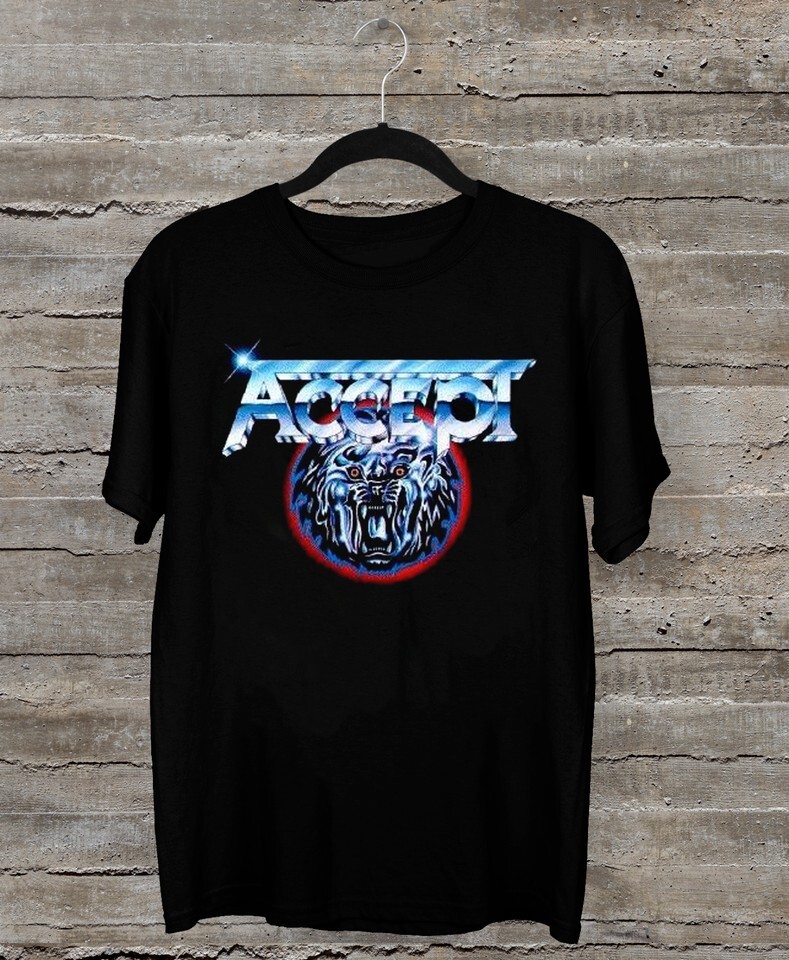 NEW Classic Logo  Accept Band Short Sleeve Black All Size Shirt OM23