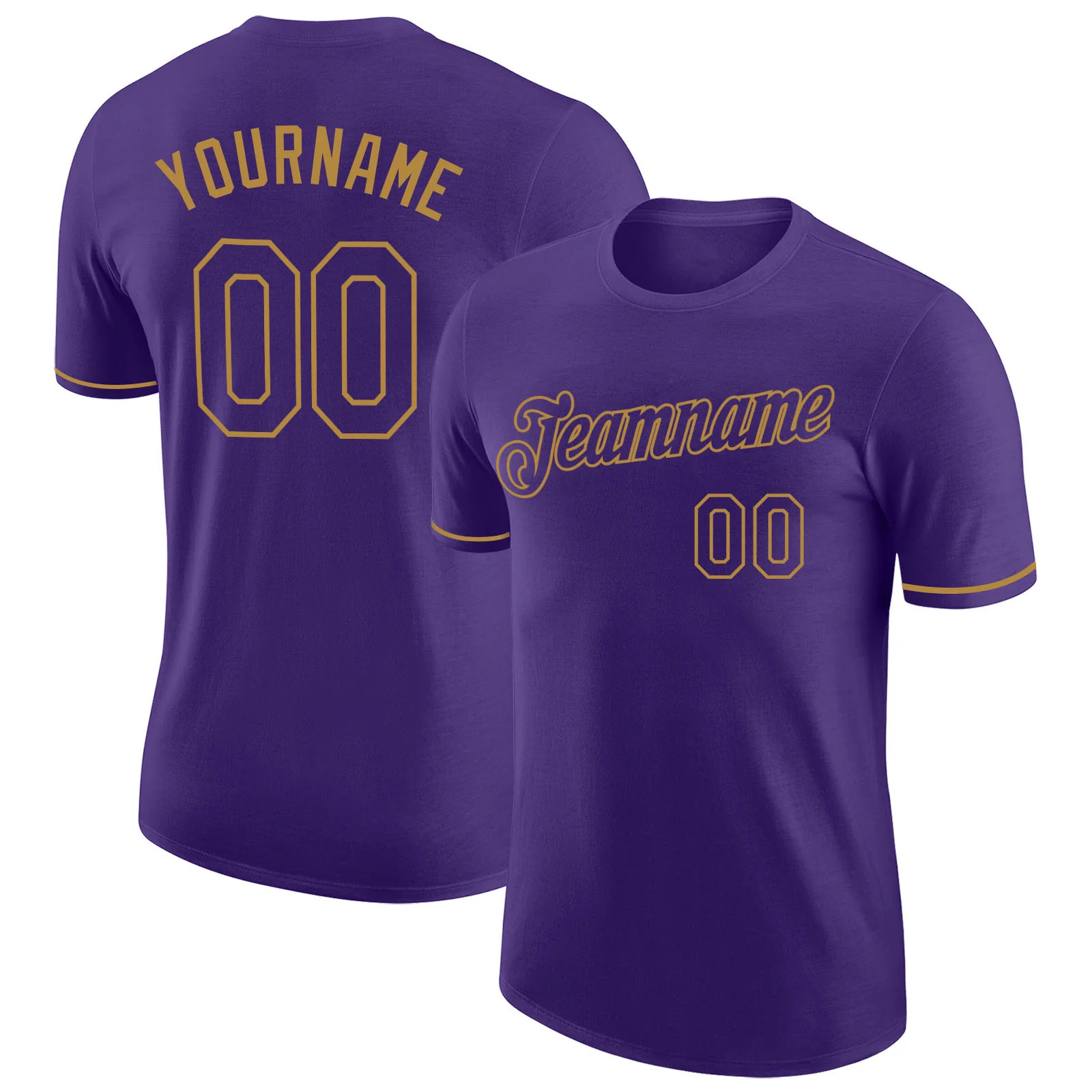 Custom Purple Old Gold Performance T-Shirt Personalized Team Jersey Gift for Men