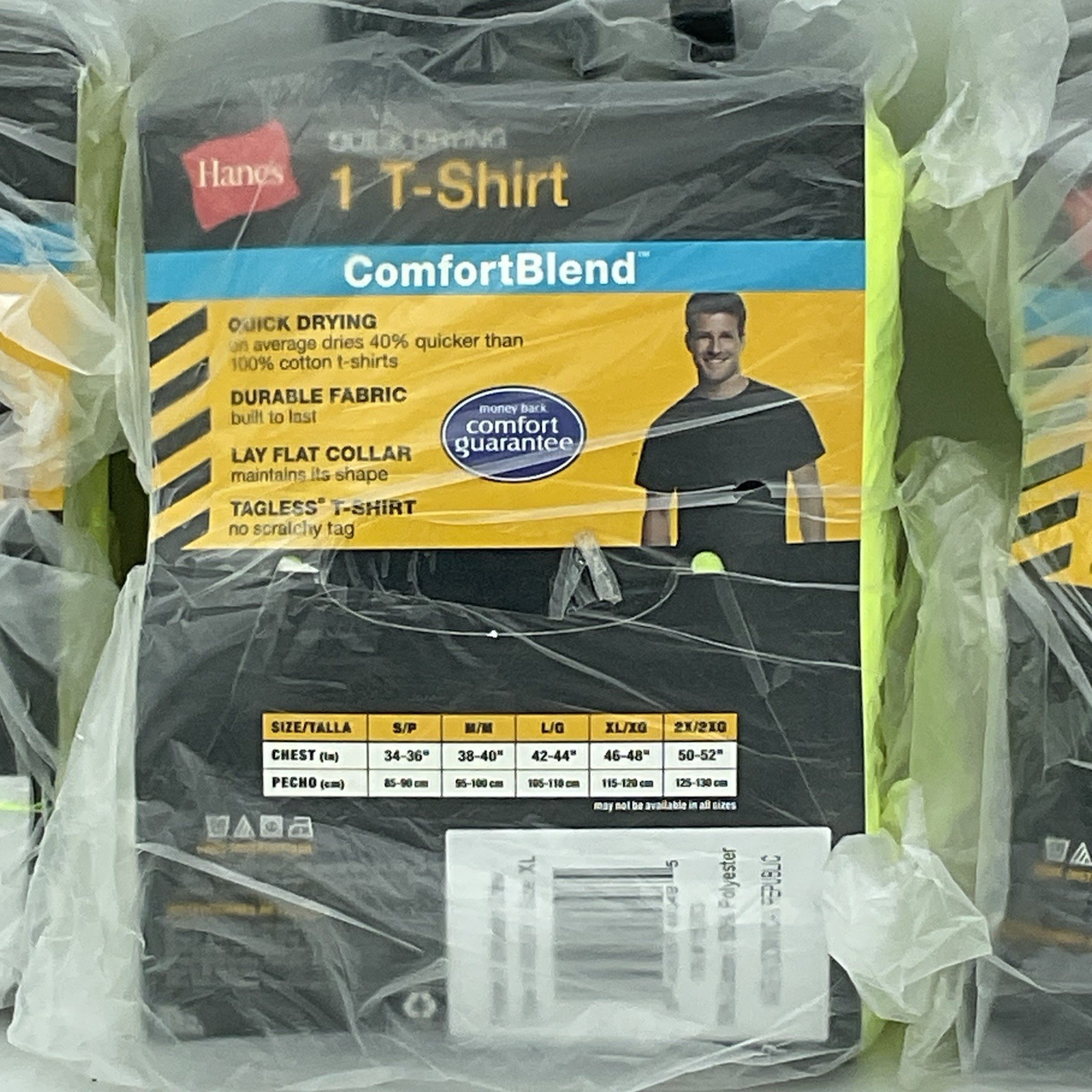 Hanes Men's T-shirt Comfort Blend Quick Drying Crew Neck 3-Packs Yellow Sz. XL gallery