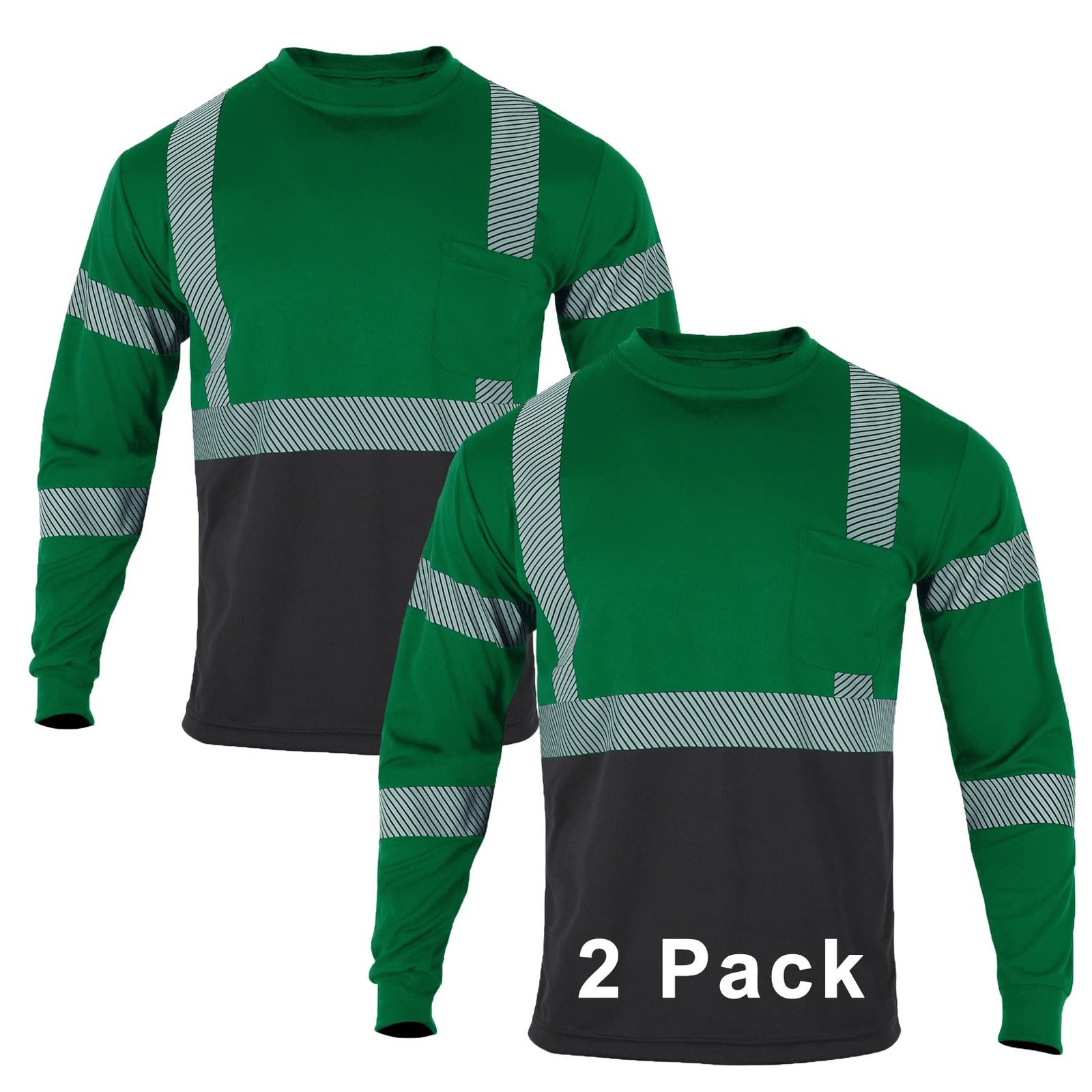 2 Pack High Visibility Safety Shirt for Men Reflective Class 2 ANSI Hi Vis Wo…