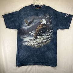 Nature Shirt Mens Large Bald Eagle Winter Scene Washed Blue The Mountain