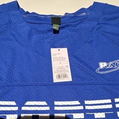 RACER Blue White Mesh Graphic Print Men’s V-Neck Short Sleeve T-Shirt Size L