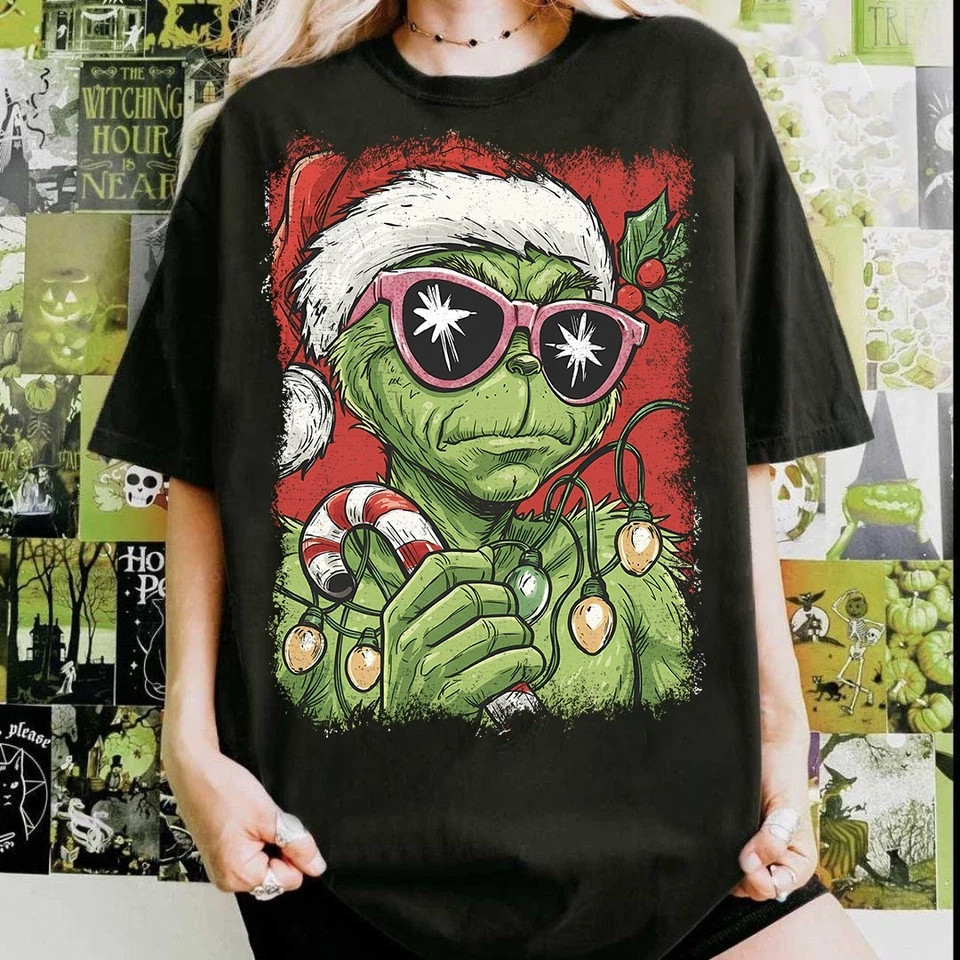 Grinch Christmas Lights Shirt Merry Grinchmas Unisex