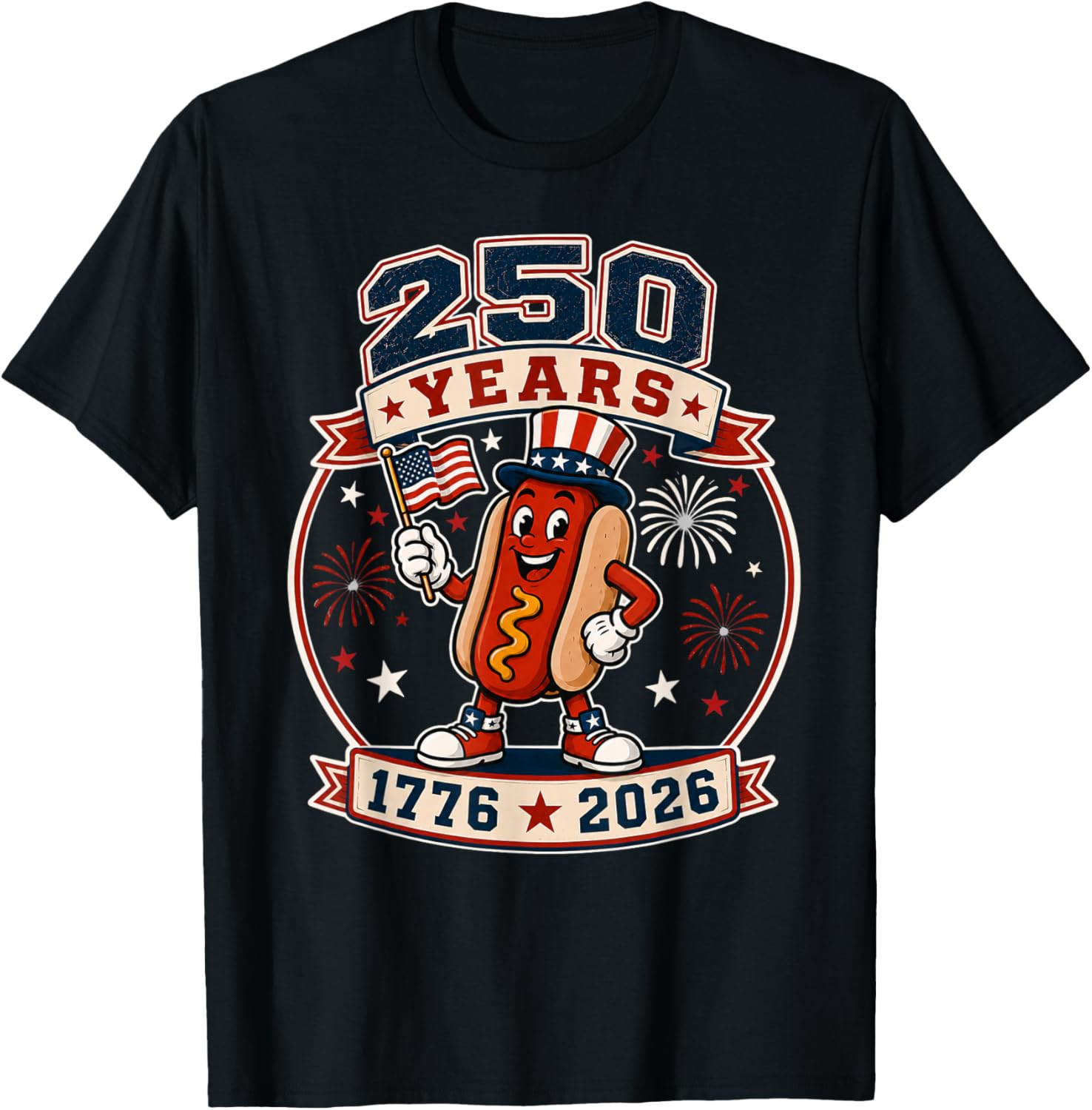 250 Anniversary USA Hot Dog 4th of July 250 Years 1776-2026 T-Shirt gallery
