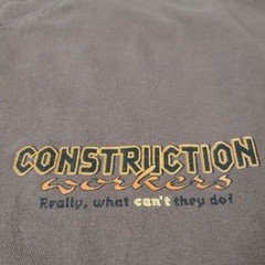 Vintage Construction Workers Brown T Shirt XL 1999 90s Husband Dad Shirt Gift