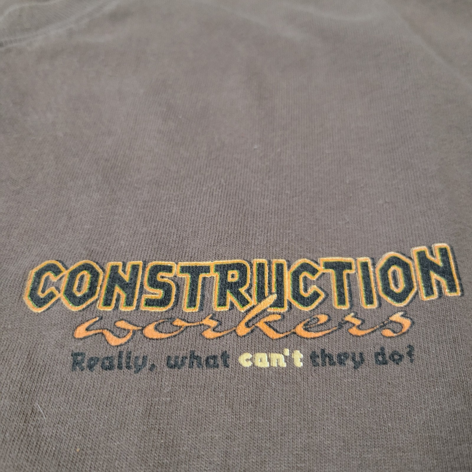 Vintage Construction Workers Brown T Shirt XL 1999 90s Husband Dad Shirt Gift gallery