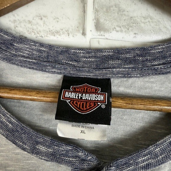 HARLEY DAVIDSON Sedona AZ Heather Gray Baseball Sleeve Henley T-Shirt Mens XL gallery