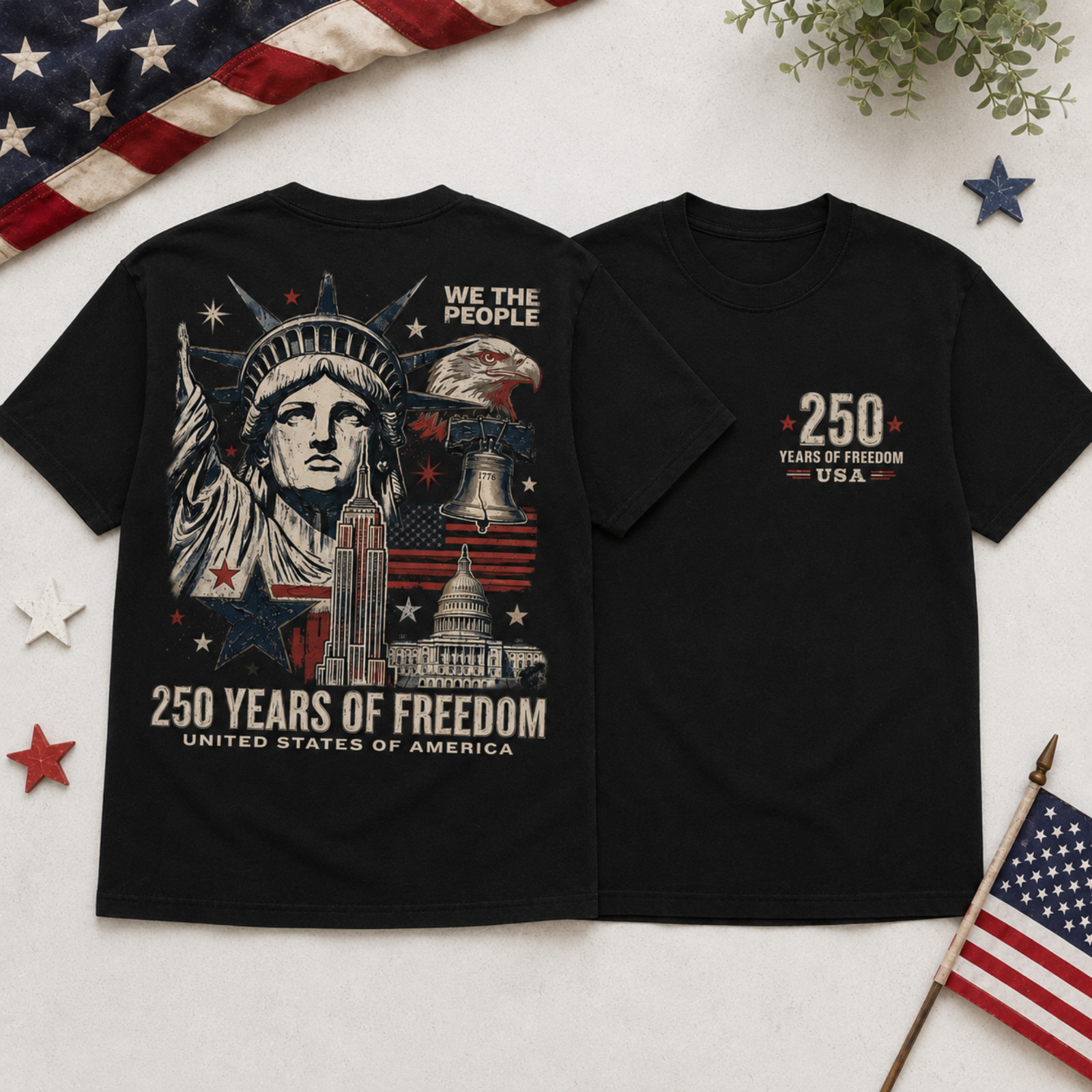 USA 250 Years of Freedom Shirt Men We The People Patriotic Eagle Flag Tee(S-5XL) gallery