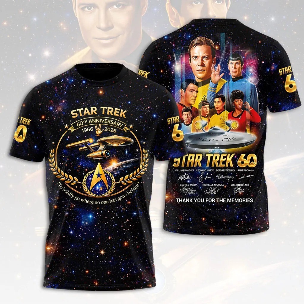 Star Trek 60th Anniversary Shirt 1966-2026 All Over Print Galaxy T-Shirt 2Sided
