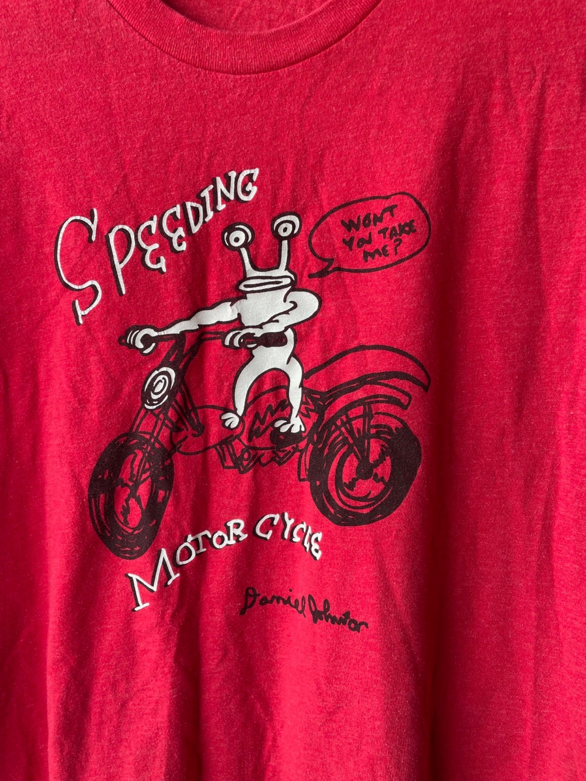 Daniel Johnston And Yo La Tengo Speeding Motorcycle! Red T-Shirt Men's L gallery
