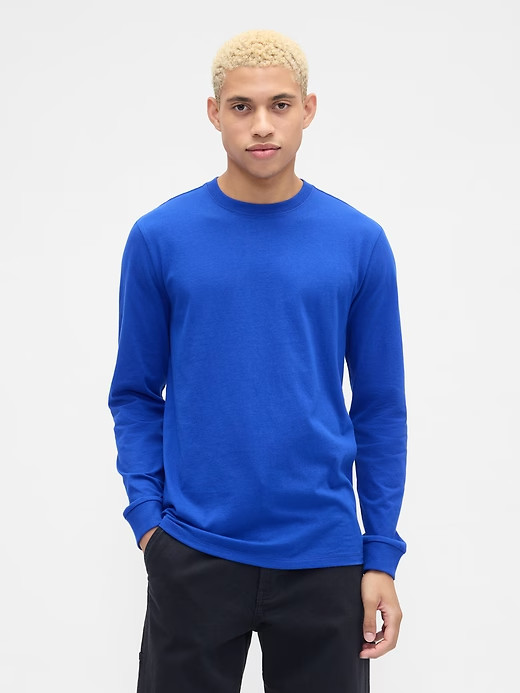NWT GAP Everyday Soft Long-Sleeve Tee Shirt T-Shirt 100% cotton Royal Blue Men M