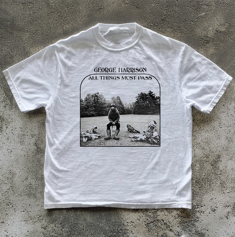 HOT! George Harrison – All Things Must Unisex White T-shirt Size S-5XL