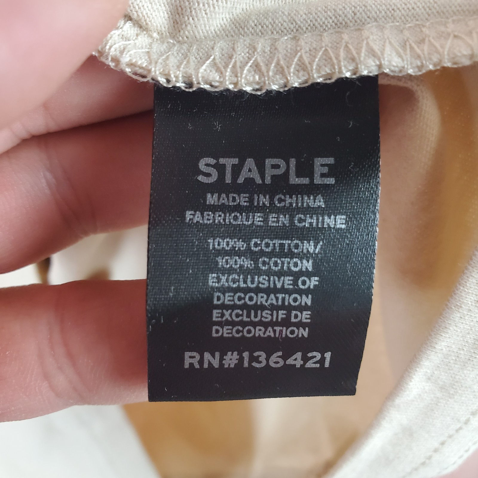 Staple T Shirt Mens Medium Beige Cotton Embroidered Rooted In Tradition Casual gallery