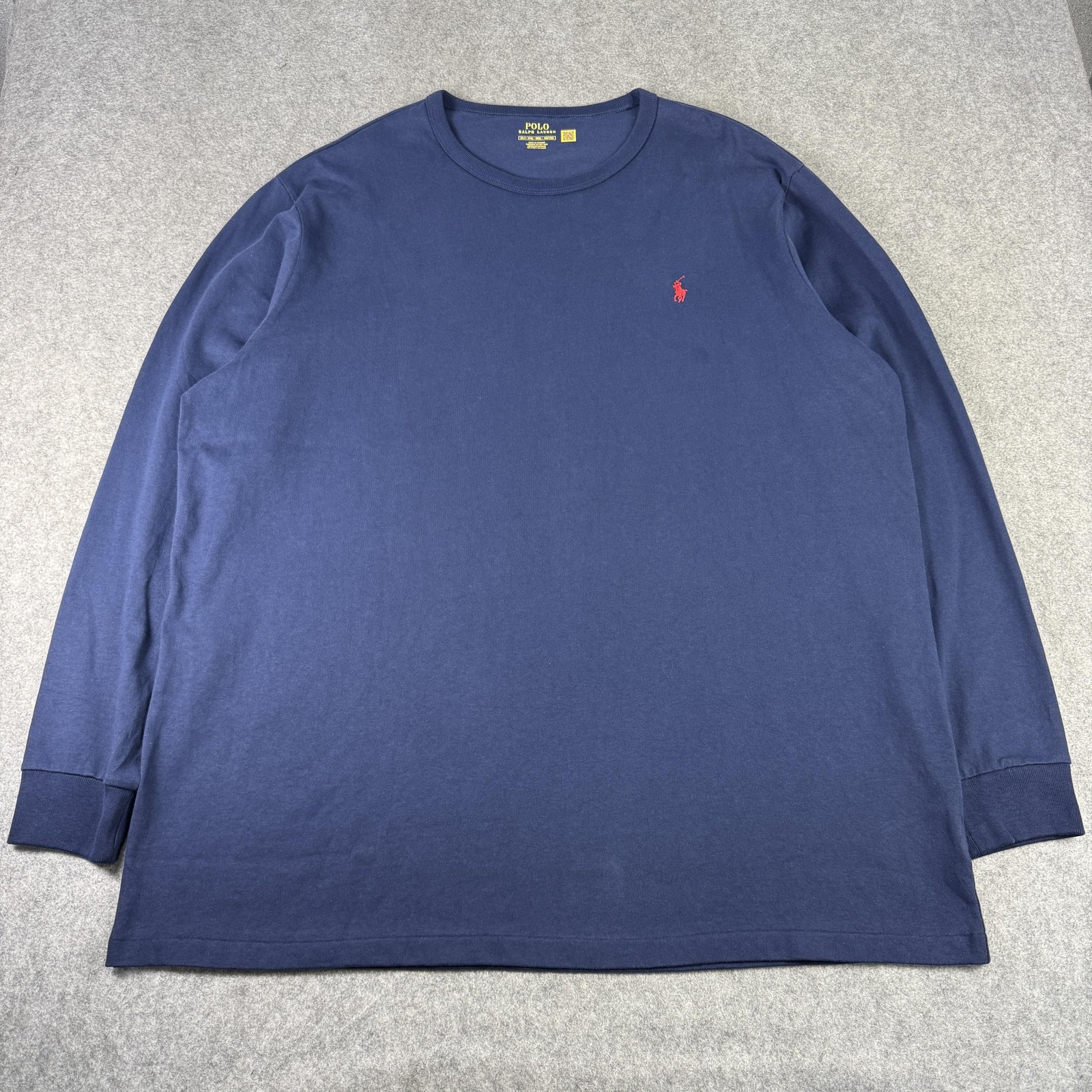 Polo Ralph Lauren T-Shirt Mens 2XLT Blue Long Sleeve Crew Neck Pony Logo Cotton gallery