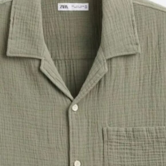 ZARA SEMI-SHEER TEXTURED SHIRT SIZE M 6103/300/505 gallery