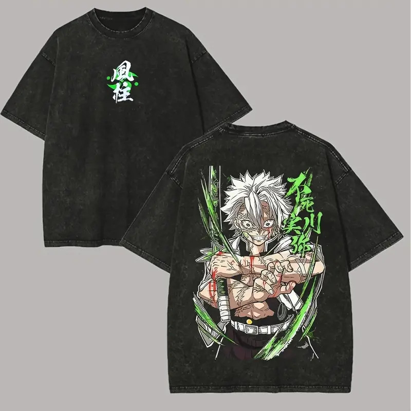Sanemi Shinazugawa Demon Slayer Printed Casual Retro Round Neck Short-Sleeve gallery