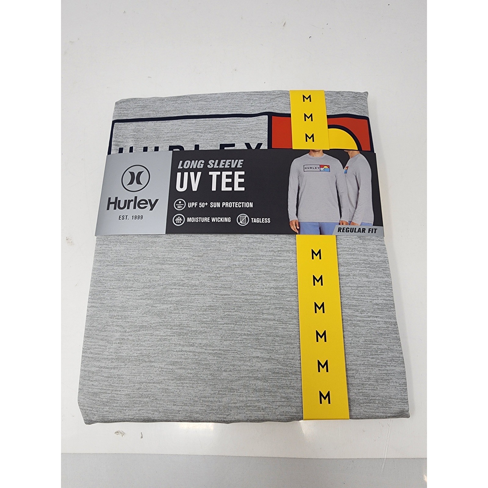 Hurley Mens UV Tee Long Sleeve Shirt Gray Poly Blend Athletic Relaxed Size M