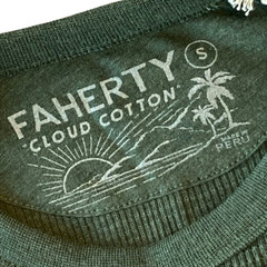 Faherty Cloud Waffle Crew Pullover Relaxed Fit Pima Mens Small S Deep Fern NWT