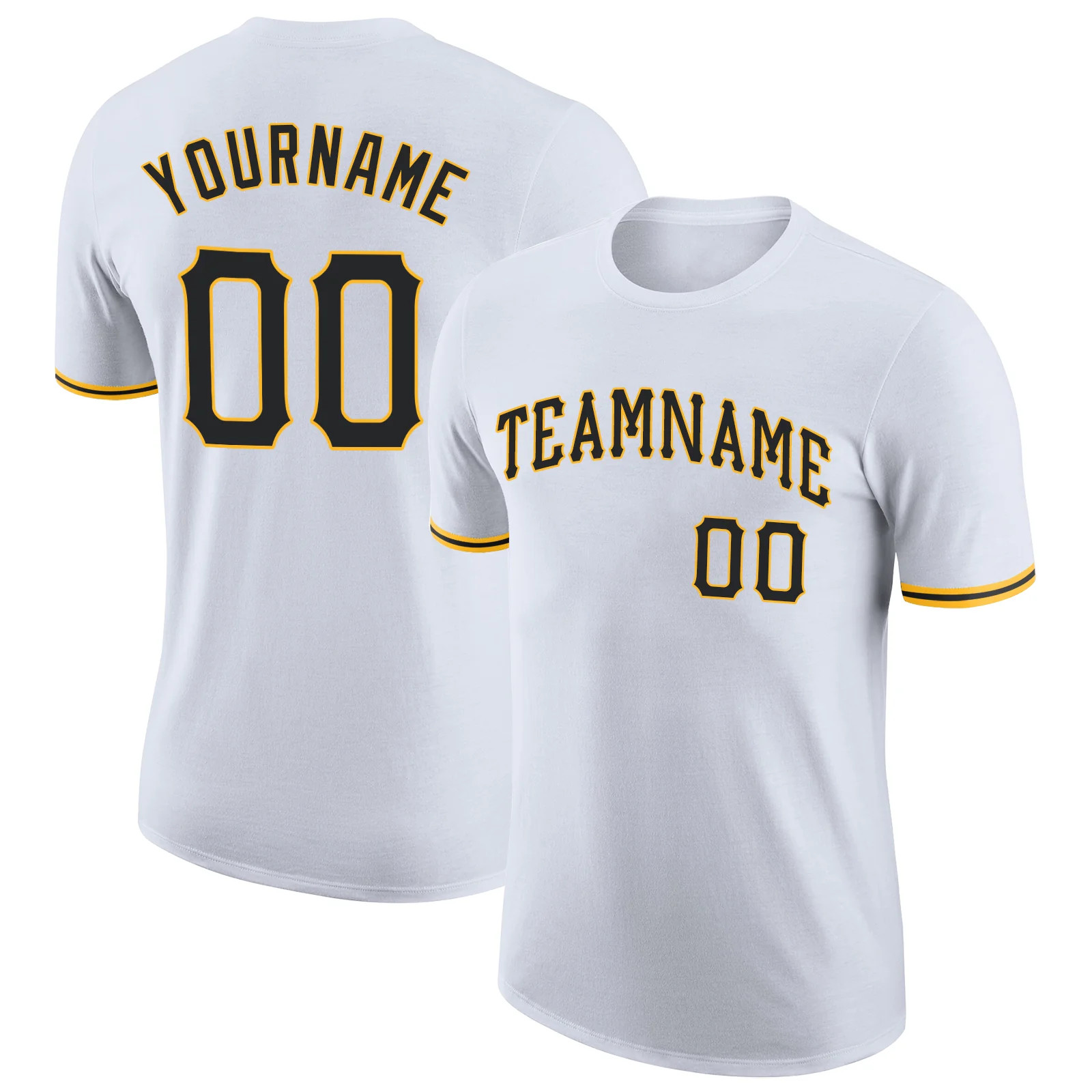 Custom White Black Gold Performance T-Shirt Personalized Team Jersey Gift