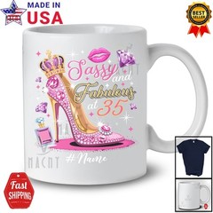 Custom Name Fabulous And Sassy at 35; 35th Birthday Woman High Heels T-Shirt