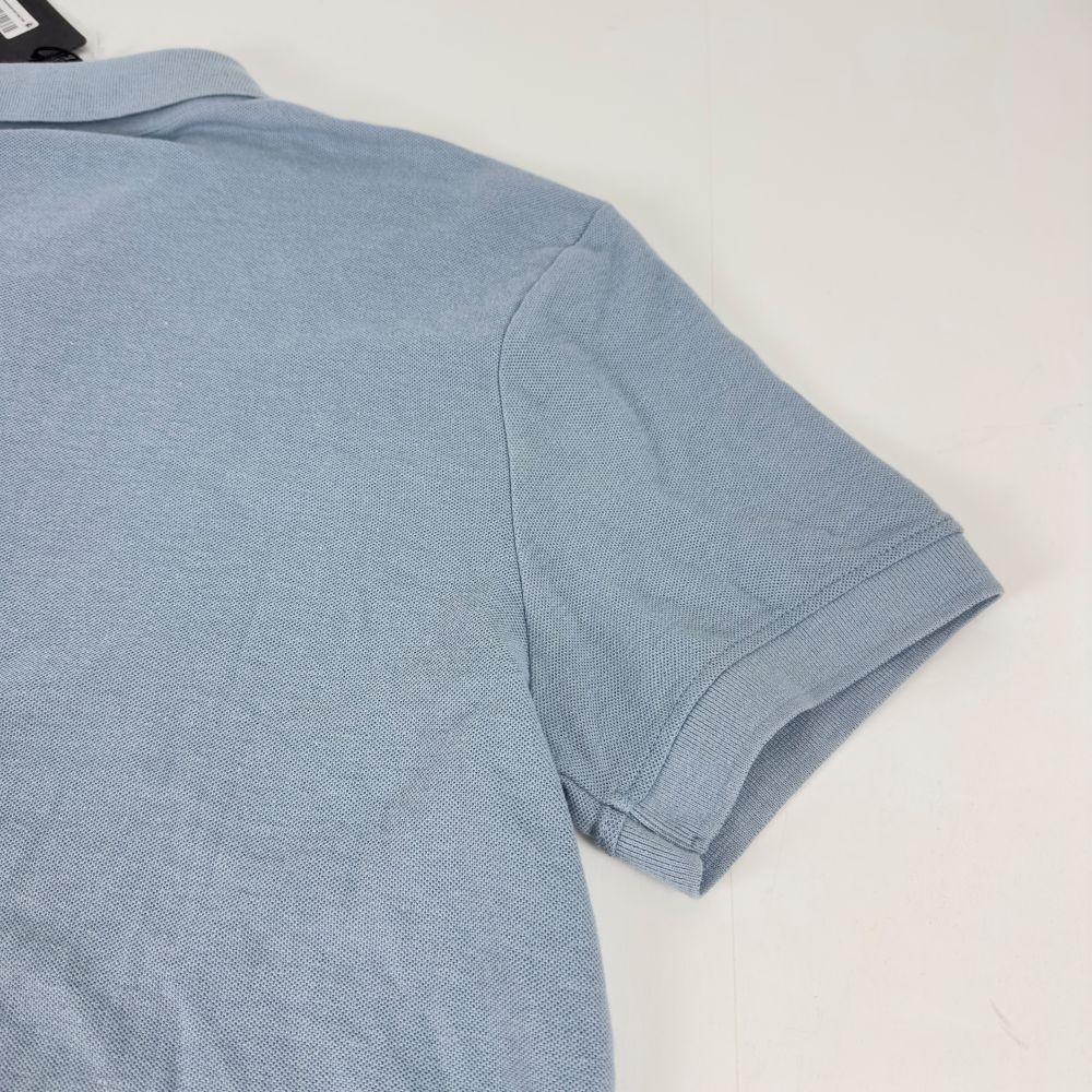 True Religion Polo Shirt Mens Small Sky Blue Logo Damask Cotton Blend Short Slve gallery