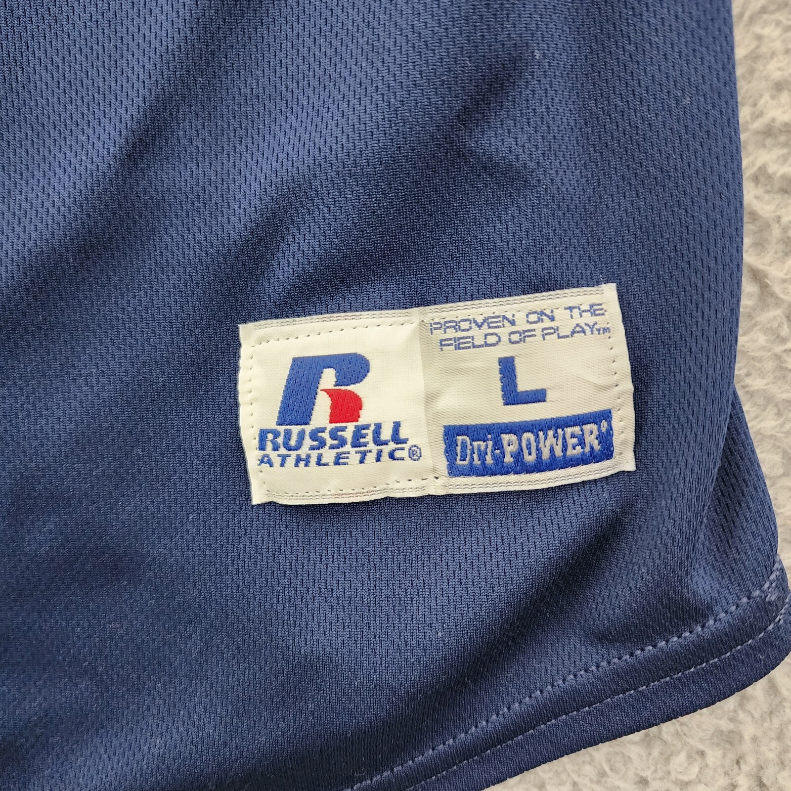 Russell Athletic Dri-Power Jersey Men Large Blue Burton Mac BMI Baseball Henley gallery