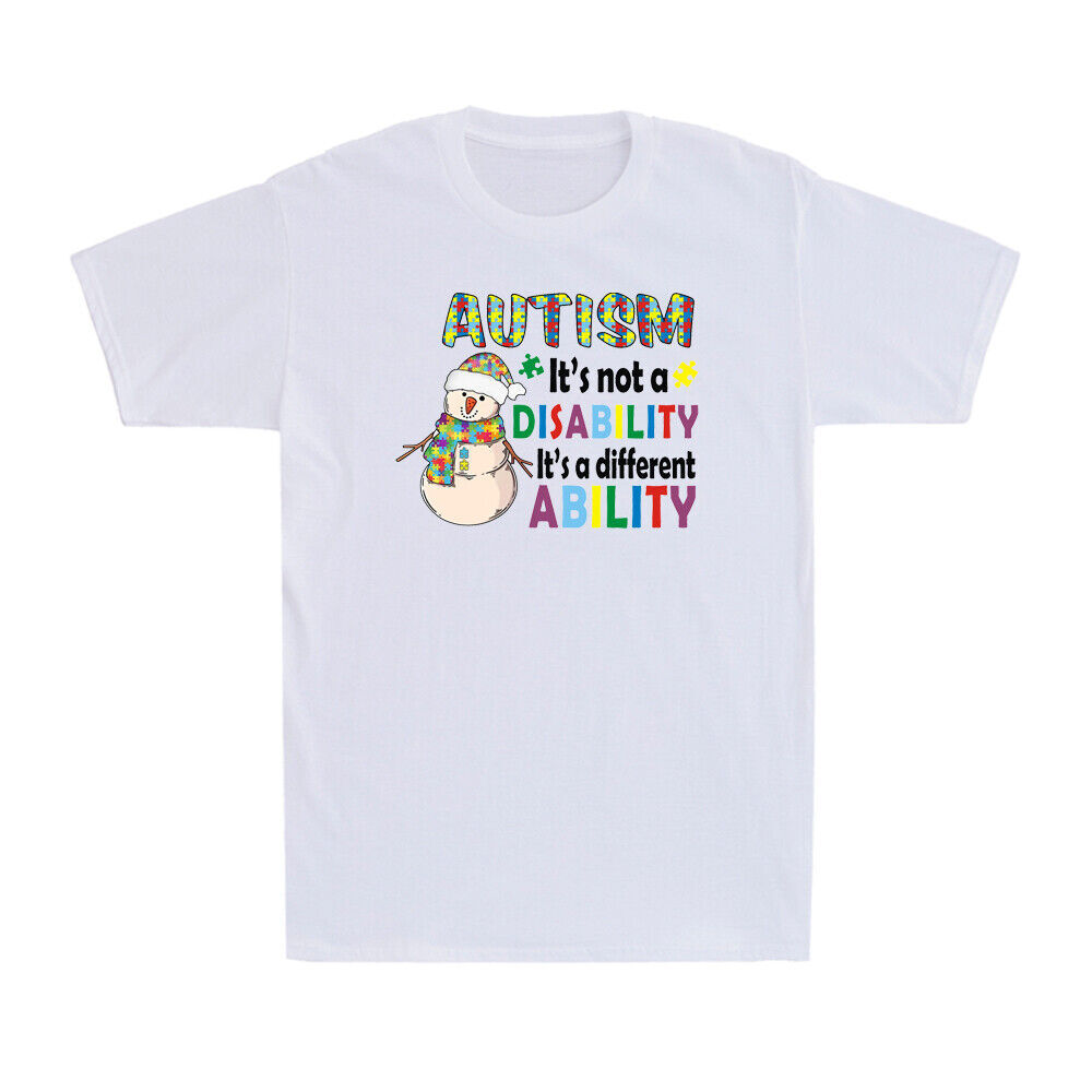 It's Not A Disability It's A Different Ability Autism Awareness Snowman T-Shirt gallery