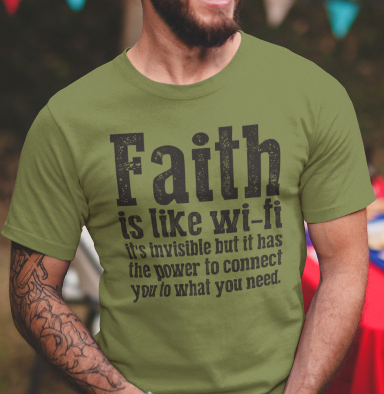 Faith Is Like WiFi, Inspirational t-shirt, Religious clothing, Christian Shirt, gallery