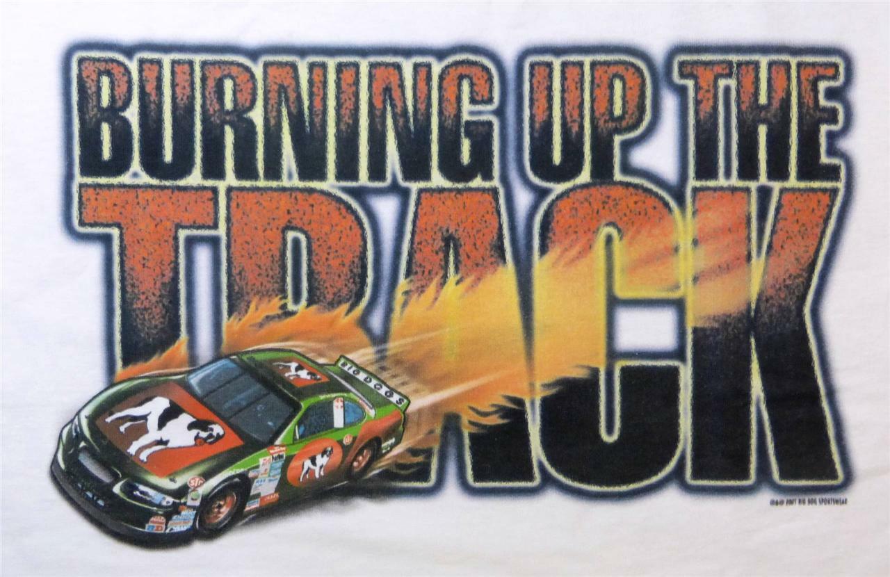 Big Dogs T Shirt Burn Up Track Race Car Flames L XL 2X 3X 4X 5X White Cotton New gallery