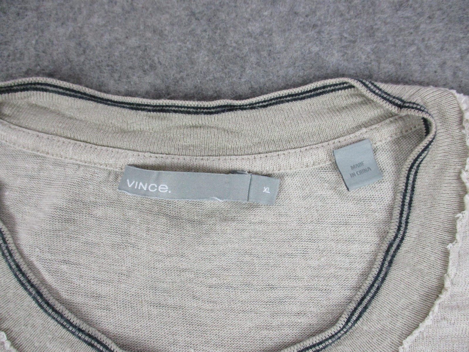 Vince Shirt Mens Extra Large Beige Linen Lightweight Basic Breathable Crew Neck gallery