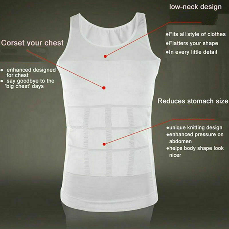 New Men's Slimming Body Shaper Compression T-Shirt Round Neck Short Sleeve Top gallery