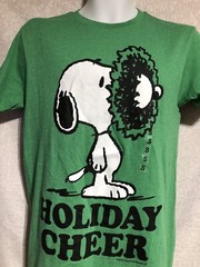 Peanuts Worldwide Snoopy Holiday Cheer Kelly Heather Green T-shirt Size S New