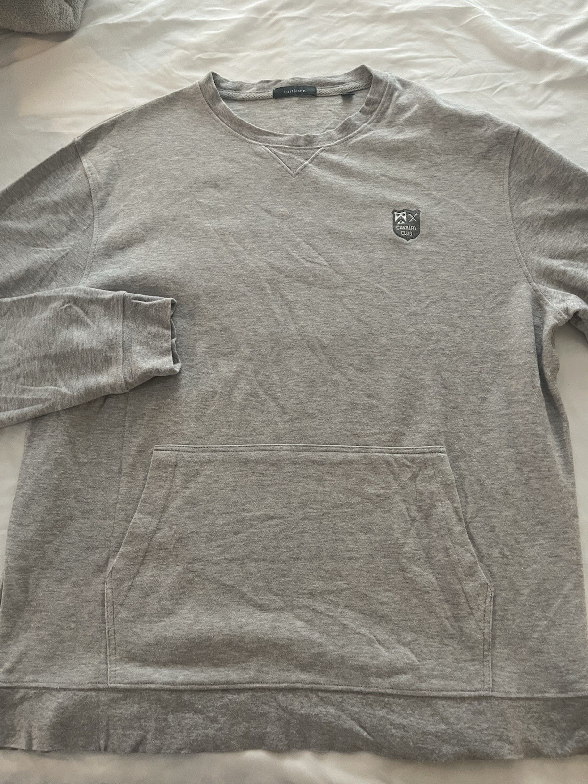TURTLESON MENS LONG SLEEVE GOLF T SHIRT Sz L KANGAROO POCKET gallery