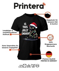 IS THIS JOLLY ENOUGH? christmas cat sarcastic santa hat mens t shirt