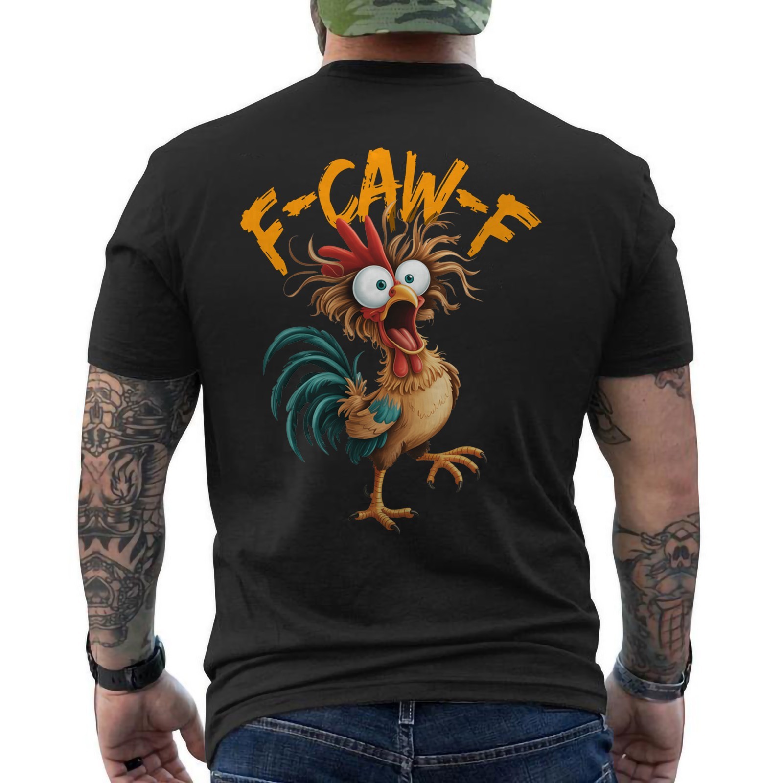 F Caw F Rooster Funny Bird Chicken Whisperer Fawk F Awk F ON BACK T-Shirt gallery