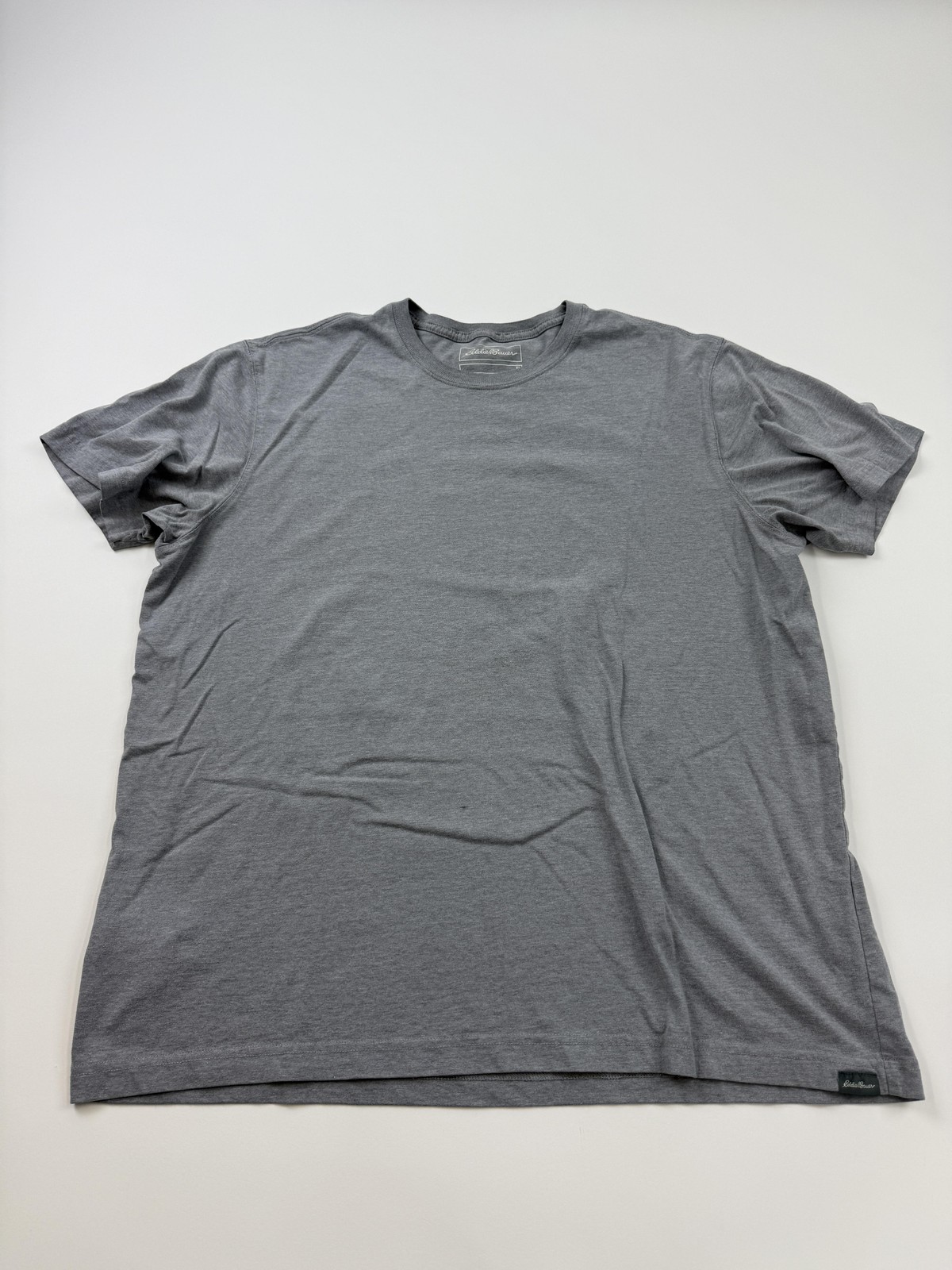 Eddie Bauer Shirt Mens XL Gray Solid Tagless Cotton Blend Tee Crewneck