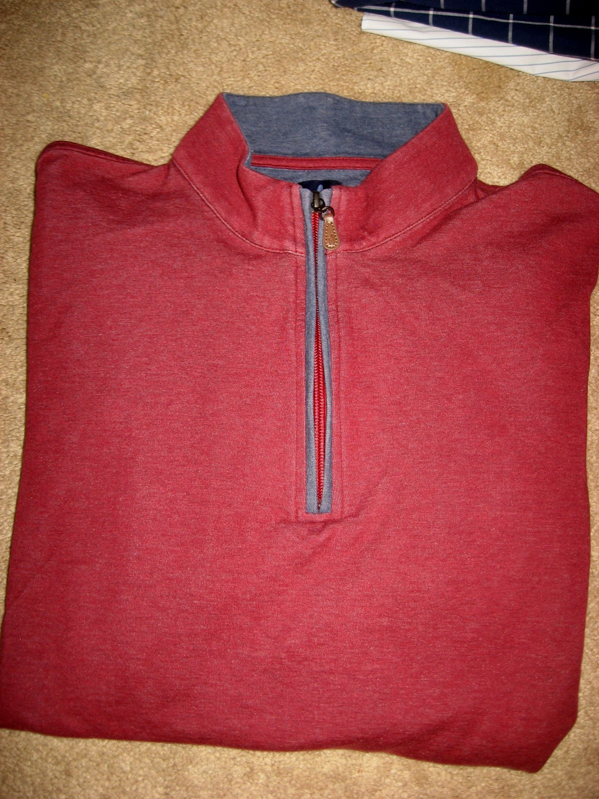 Mens Cranberry JOHNNIE-O 1/4 Zip Long Sleeve Knit Shirt XL