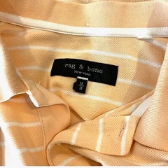 Rag & Bone Size M Polo Shirt Orange Striped Short Sleeve Collared Cotton Blend