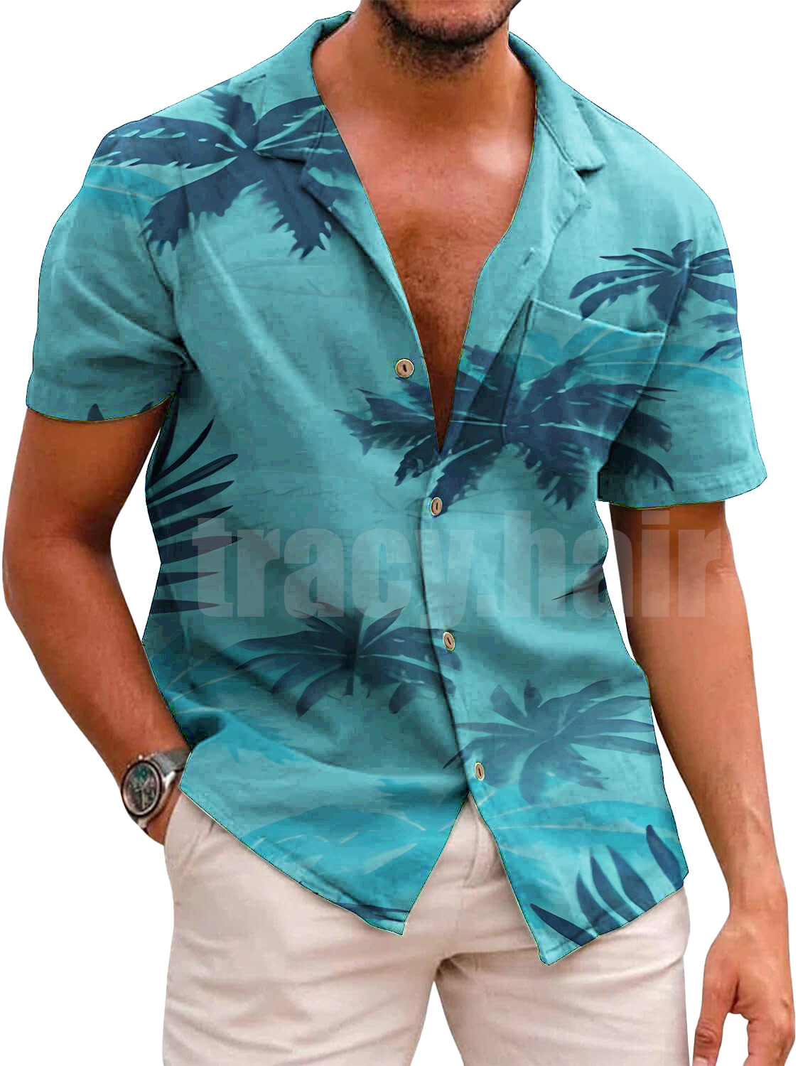 Hawaiian Shirts Men Tropic Summer Casual Beach Button Down Cruise Holiday Party gallery