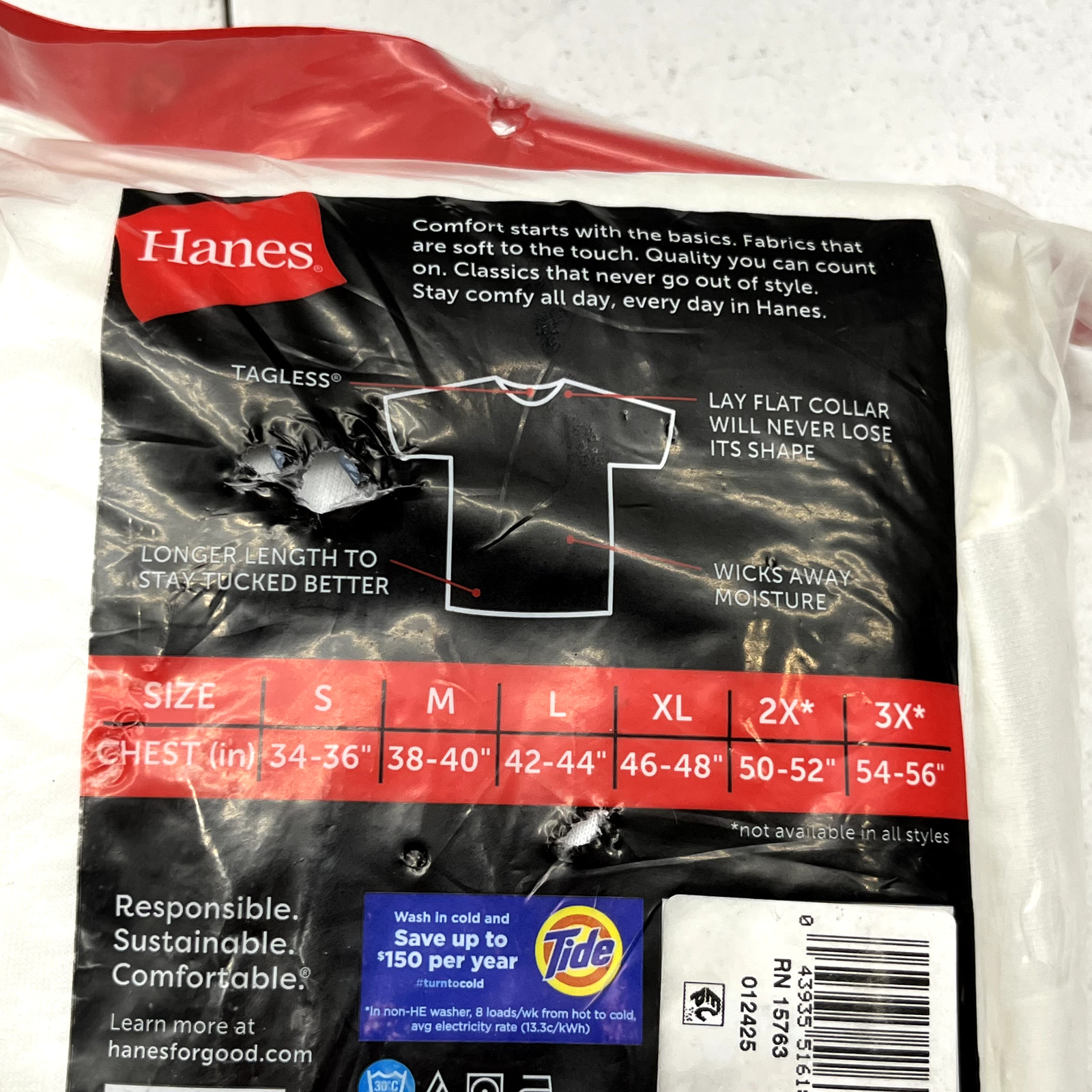 Hanes White 6 Pack Tagless Soft & Breathable T-Shirts Men's Size X-Large NEW gallery