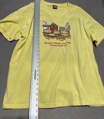 Brother Merle Visual Junk Co Yellow Graphic T-Shirt Fast Food Artwork Sz XL