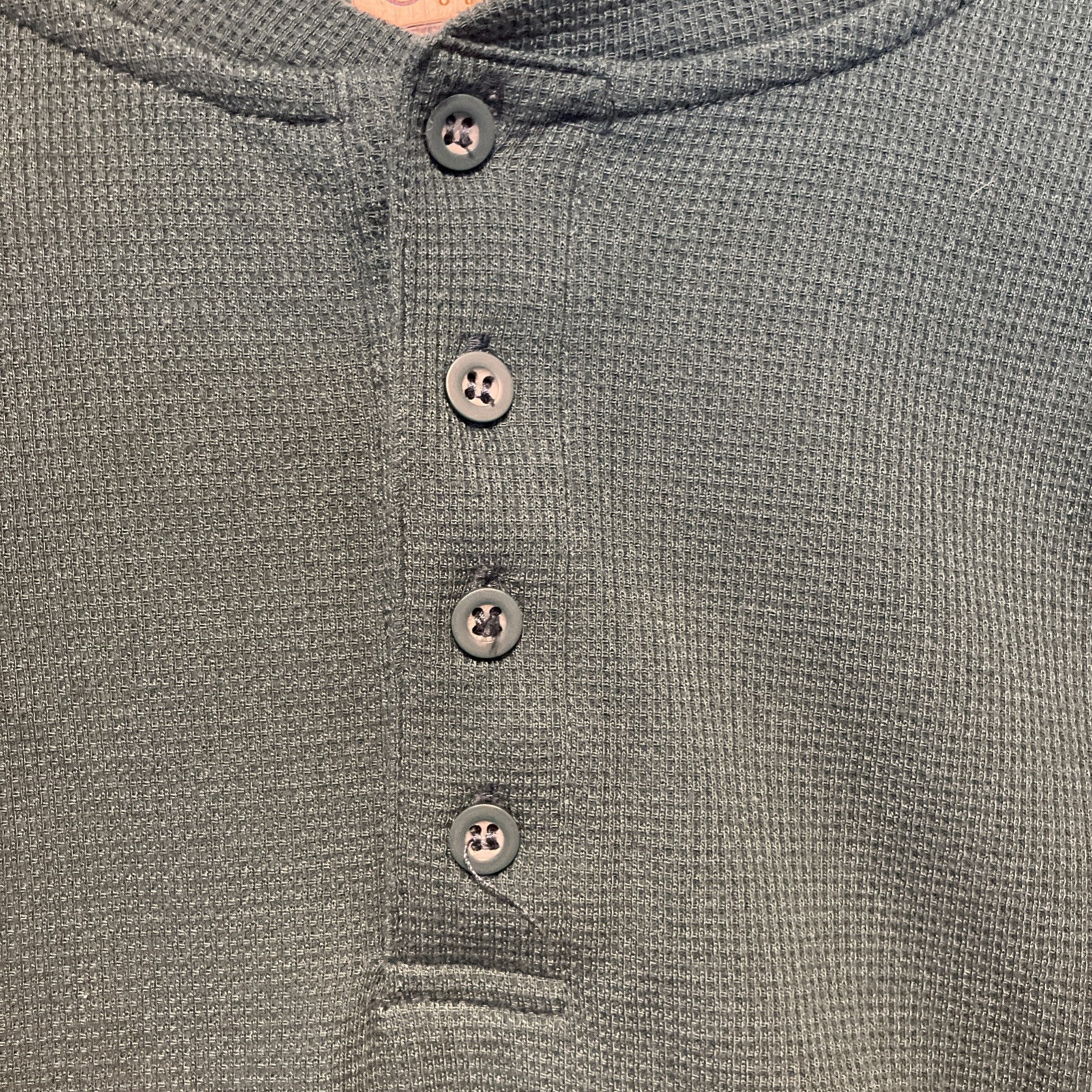 Magellan Mens Sz L Long Sleeve Shirt Green Waffle Knit Wicking Henley Classic gallery