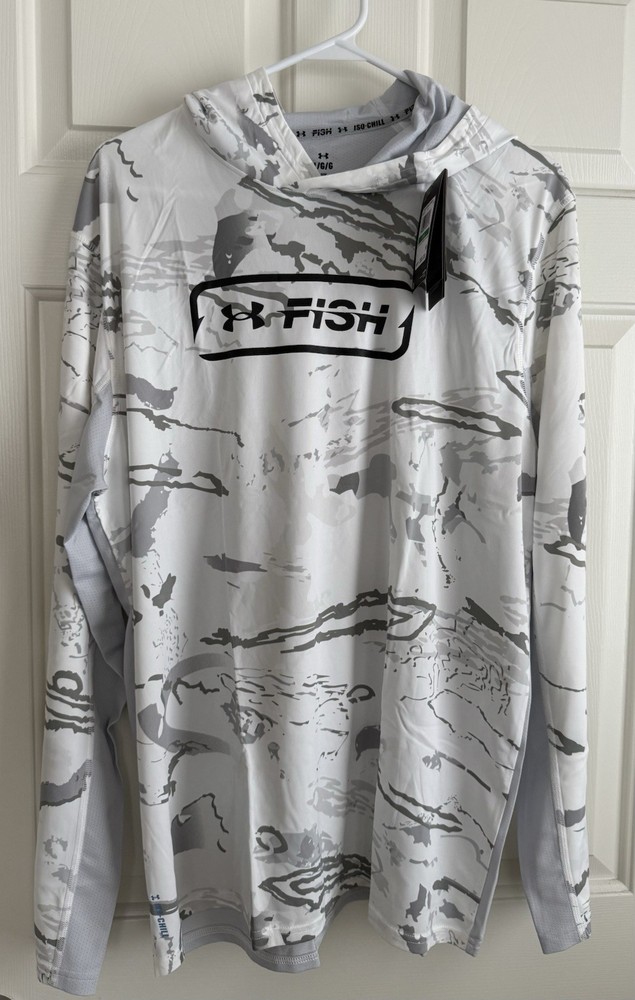 Under Armour Mens Large Iso-Chill Fish Pro Camo Shorebreak Hoodie 🐟 NEW UPF 50+