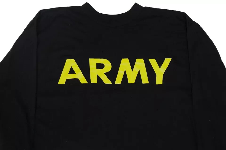 MEDIUM - Men's APFU Long Sleeve Shirt Army Black and Gold PT Fitness Shirt EXC gallery