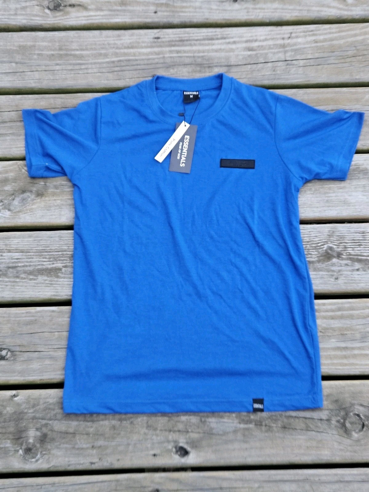 NWT Essentials Fear Of God T Shirt Mens Medium Blue Streetwear Punk Grunge